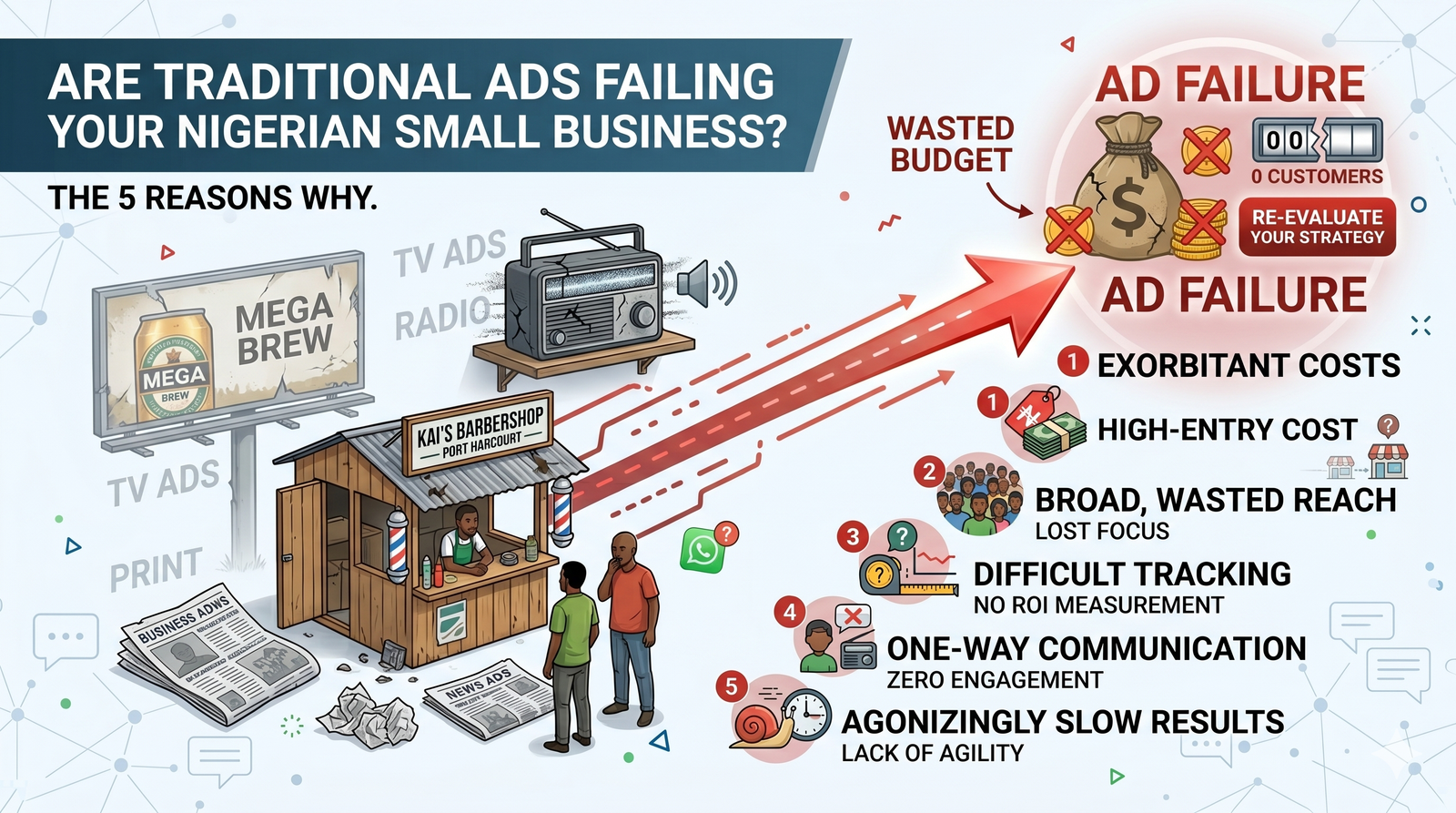 A graphic of a magnifying glass over a newspaper, symbolizing the targeted and better local reach of SCAR TV promotions compared to traditional ads.
